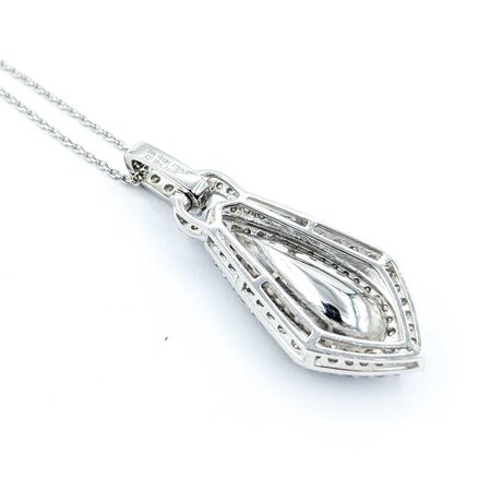 Necklace .60ctw Round Diamonds 1.68ct GIA Aquamarine Platinum 32x12.5mm 18" 7.6g 225030010