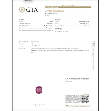 Ring .67ctw Round Diamonds 2.02ct GIA Purplish Pink Unheated Kashmir Sapphires Platinum Sz7 8.4g 225030005