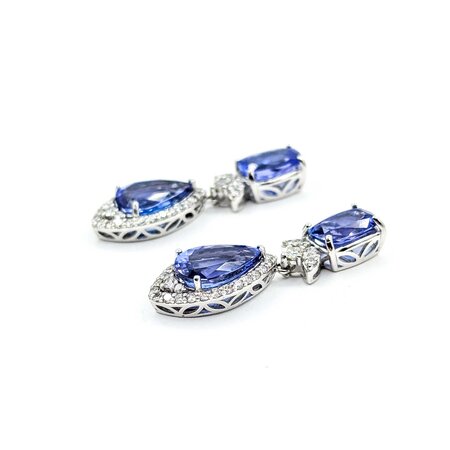 Earrings .91ctw Round Diamonds 8.61ctw Tanzanite Platinum 31x10.5 8.7g 225030035