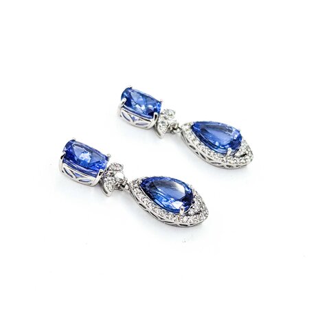 Earrings .91ctw Round Diamonds 8.61ctw Tanzanite Platinum 31x10.5 8.7g 225030035