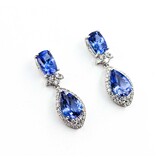  Earrings .91ctw Round Diamonds 8.61ctw Tanzanite Platinum 31x10.5 8.7g 225030035
