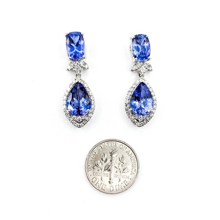 Earrings .91ctw Round Diamonds 8.61ctw Tanzanite Platinum 31x10.5 8.7g 225030035