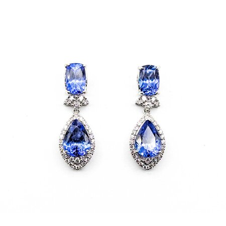 Earrings .91ctw Round Diamonds 8.61ctw Tanzanite Platinum 31x10.5 8.7g 225030035