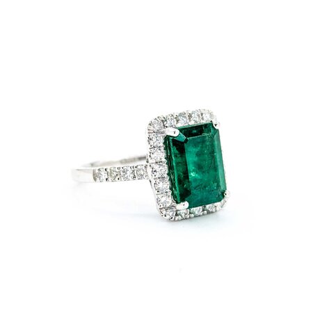 Ring .82ctw Round Diamonds 3.77ct Emerald Platinum Sz6.5 7.8g 225030039