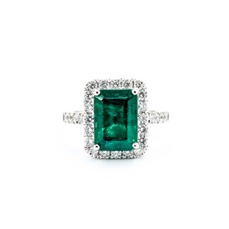 Ring .82ctw Round Diamonds 3.77ct Emerald Platinum Sz6.5 7.8g 225030039