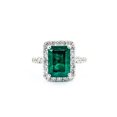 Ring .82ctw Round Diamonds 3.77ct Emerald Platinum Sz6.5 7.8g 225030039