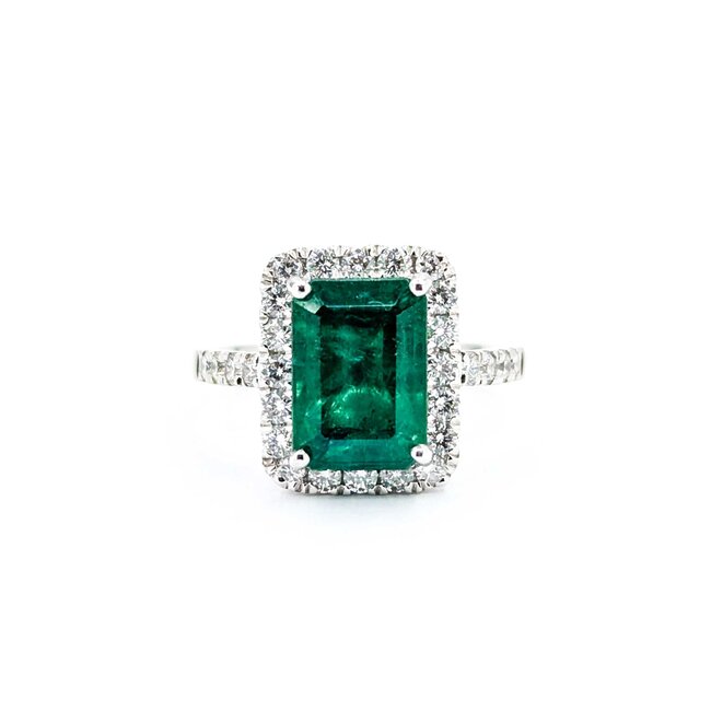 Ring .82ctw Round Diamonds 3.77ct Emerald Platinum Sz6.5 7.8g 225030039
