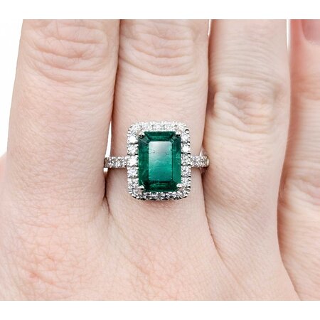 Ring .82ctw Round Diamonds 3.77ct Emerald Platinum Sz6.5 7.8g 225030039