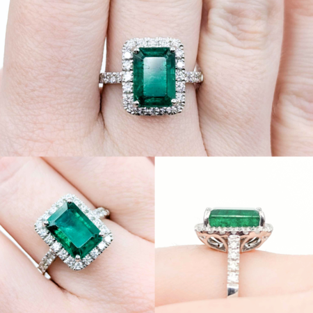 Ring .82ctw Round Diamonds 3.77ct Emerald Platinum Sz6.5 7.8g 225030039