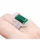  Ring 1.24ctw Round Diamonds 11.13ct GIA Russian Minor Oil Emerald Platinum Sz7.5 15.9g 225030040