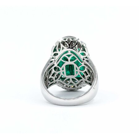 Ring 1.24ctw Round Diamonds 11.13ct GIA Russian Minor Oil Emerald Platinum Sz7.5 15.9g 225030040
