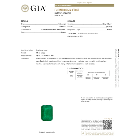 Ring 1.24ctw Round Diamonds 11.13ct GIA Russian Minor Oil Emerald Platinum Sz7.5 15.9g 225030040