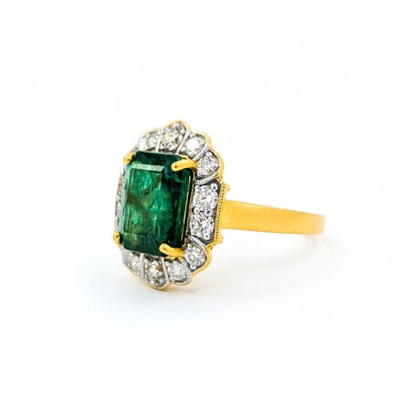 Ring .60ctw Round Diamonds 2.99ct Emerald 14ky Sz7 3.7g 225030042