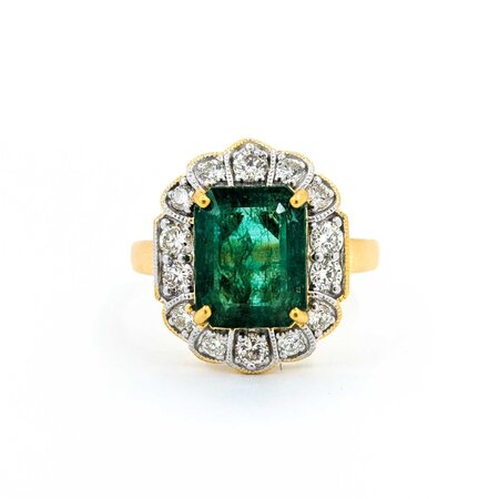 Ring .60ctw Round Diamonds 2.99ct Emerald 14ky Sz7 3.7g 225030042