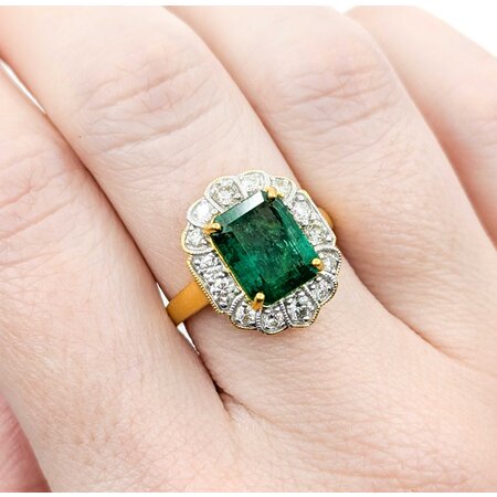 Ring .60ctw Round Diamonds 2.99ct Emerald 14ky Sz7 3.7g 225030042