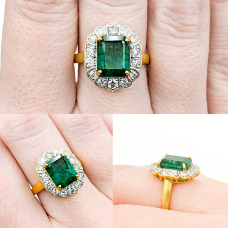 Ring .60ctw Round Diamonds 2.99ct Emerald 14ky Sz7 3.7g 225030042