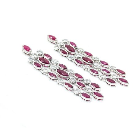 Earrings 3.69ctw Round Diamonds 13.70ctw GIA Burmese Ruby Platinum 70x14.5mm 22.9g 225030023