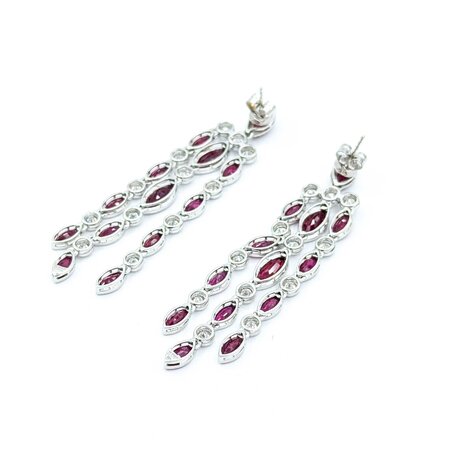 Earrings 3.69ctw Round Diamonds 13.70ctw GIA Burmese Ruby Platinum 70x14.5mm 22.9g 225030023