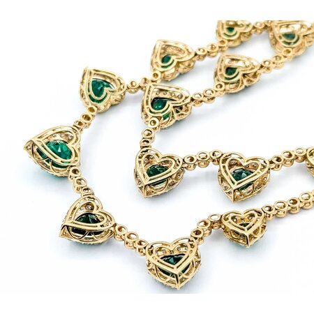 Necklace 10.27ctw Round Diamonds 19.65ctw Emerald 14ky 18" 39.2g 225030036