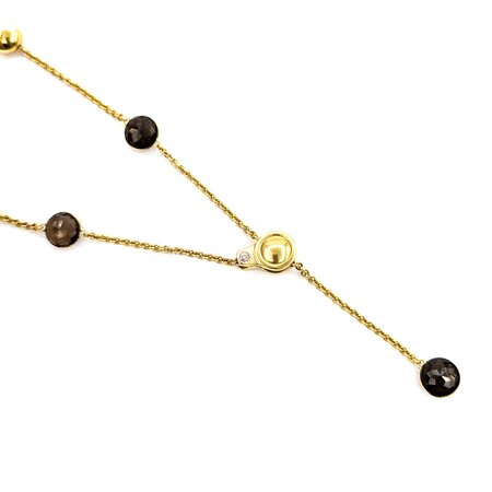 Necklace Chimento .02ct Round Diamond 42ctw Smokey Topaz 18ky 30" 36.8g 225020004