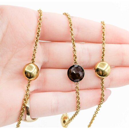Necklace Chimento .02ct Round Diamond 42ctw Smokey Topaz 18ky 30" 36.8g 225020004