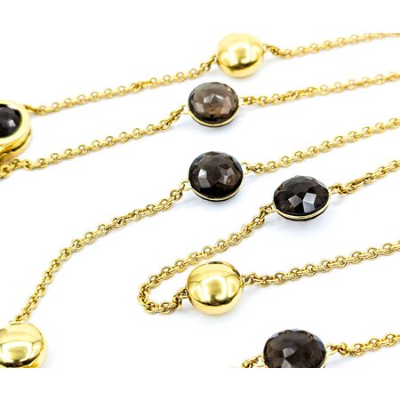 Necklace Chimento .02ct Round Diamond 42ctw Smokey Topaz 18ky 30" 36.8g 225020004