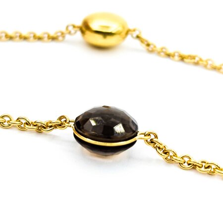 Necklace Chimento .02ct Round Diamond 42ctw Smokey Topaz 18ky 30" 36.8g 225020004