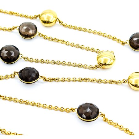 Necklace Chimento .02ct Round Diamond 42ctw Smokey Topaz 18ky 30" 36.8g 225020004
