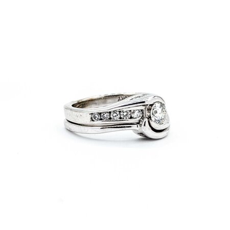 Ring Channel 0.37ct Round Diamond .32ctw Near Colorless Diamonds 14kw 8.8mm Sz6.5 6.8g 225020009