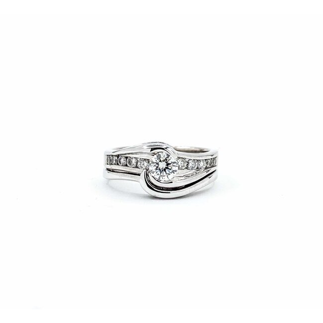 Ring Channel 0.37ct Round Diamond .32ctw Near Colorless Diamonds 14kw 8.8mm Sz6.5 6.8g 225020009