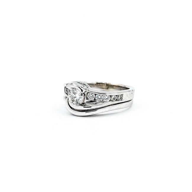 Ring Channel 0.37ct Round Diamond .32ctw Near Colorless Diamonds 14kw 8.8mm Sz6.5 6.8g 225020009