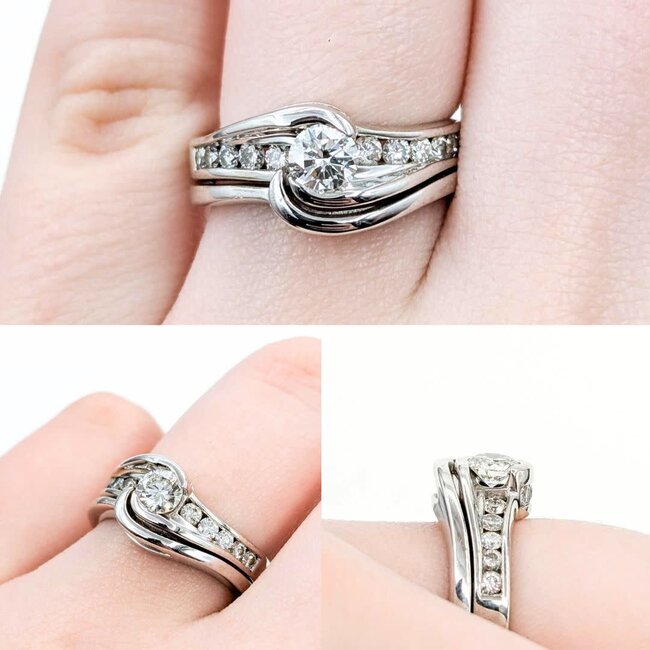 Ring Channel 0.37ct Round Diamond .32ctw Near Colorless Diamonds 14kw 8.8mm Sz6.5 6.8g 225020009