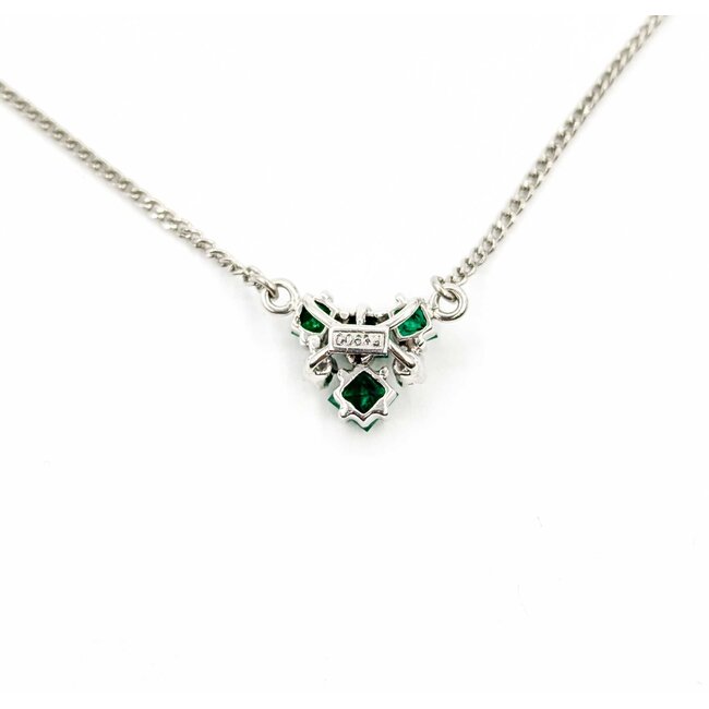 Necklace .04ctw Round Diamonds .50ctw Emerald 900pt 14-15-16" 4.12g 125020008