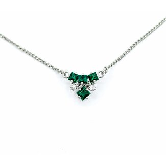 Necklace .04ctw Round Diamonds .50ctw Emerald 900pt 14-15-16" 4.12g 125020008