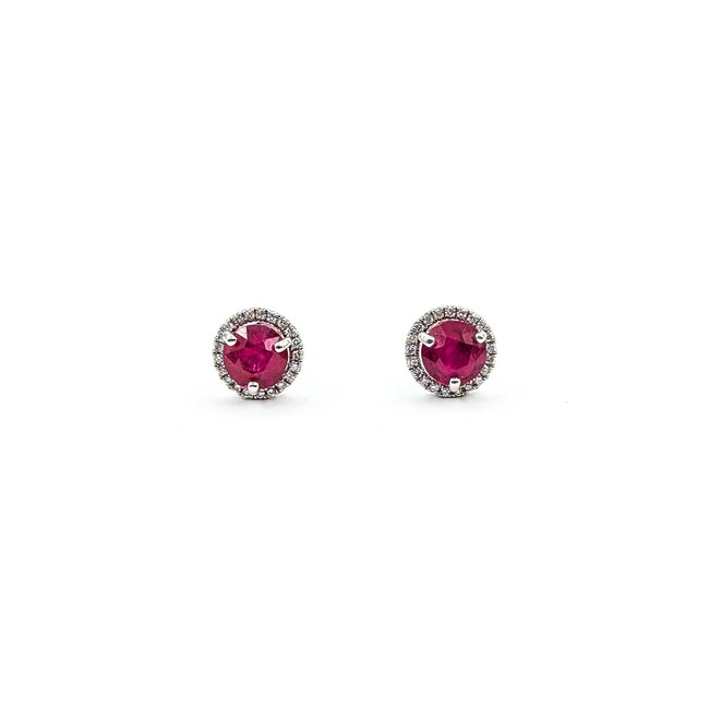 Earrings .15xtw Round Diamonds 1.20ctw Ruby 14kw 1.96g 225020007