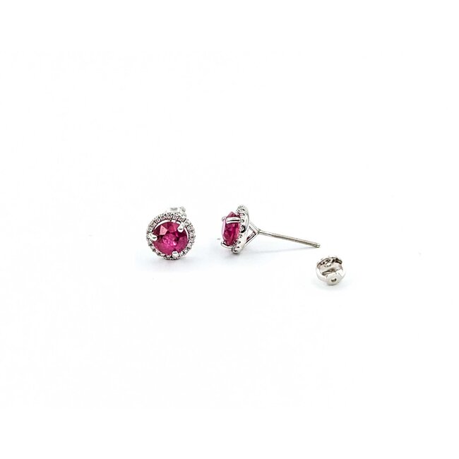 Earrings .15xtw Round Diamonds 1.20ctw Ruby 14kw 1.96g 225020007