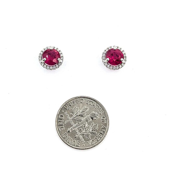 Earrings .15xtw Round Diamonds 1.20ctw Ruby 14kw 1.96g 225020007