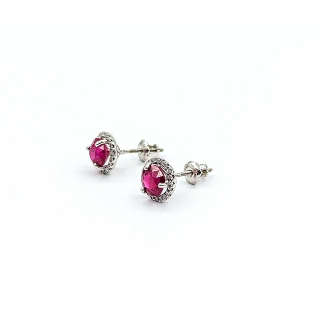 Earrings .15xtw Round Diamonds 1.20ctw Ruby 14kw 1.96g 225020007