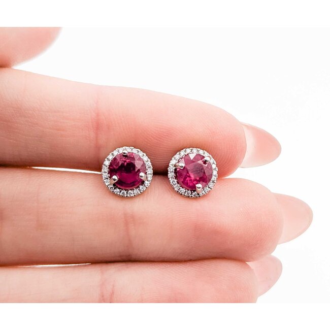 Earrings .15xtw Round Diamonds 1.20ctw Ruby 14kw 1.96g 225020007