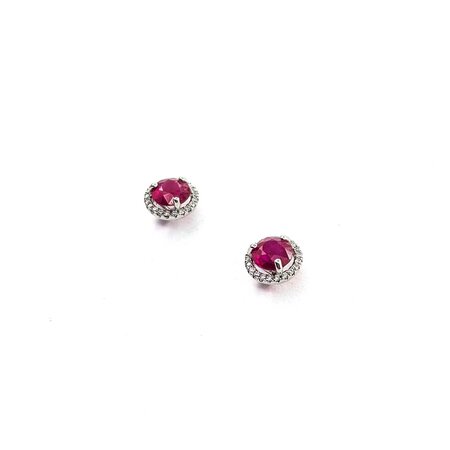 Earrings .15xtw Round Diamonds 1.20ctw Ruby 14kw 1.96g 225020007
