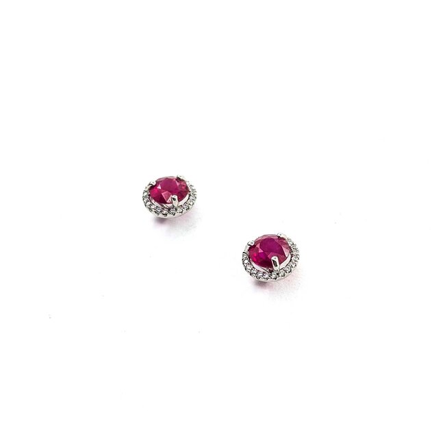 Earrings .15xtw Round Diamonds 1.20ctw Ruby 14kw 1.96g 225020007