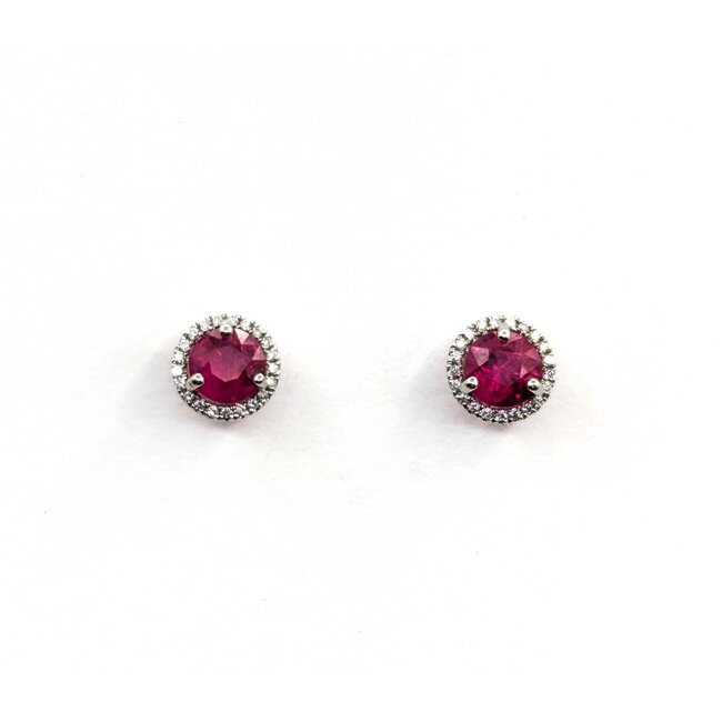 Earrings .15xtw Round Diamonds 1.20ctw Ruby 14kw 1.96g 225020007