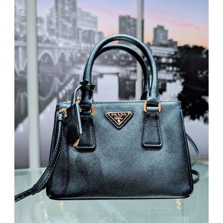 Handbag Prada Saffiano Galleria Mini Top Handle Black 125035012