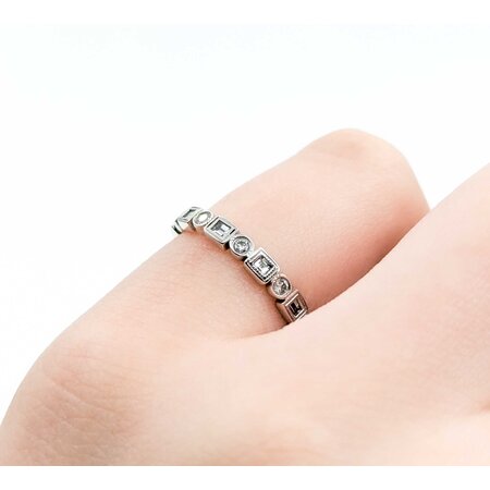 Ring Band Bezel .28ctw Round/Baguette Diamonds 14kw sz4.25 225010452