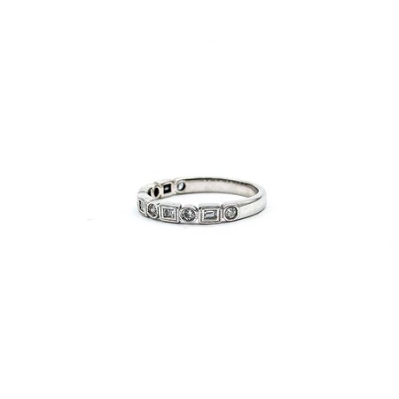 Ring Band Bezel .28ctw Round/Baguette Diamonds 14kw sz4.25 225010452