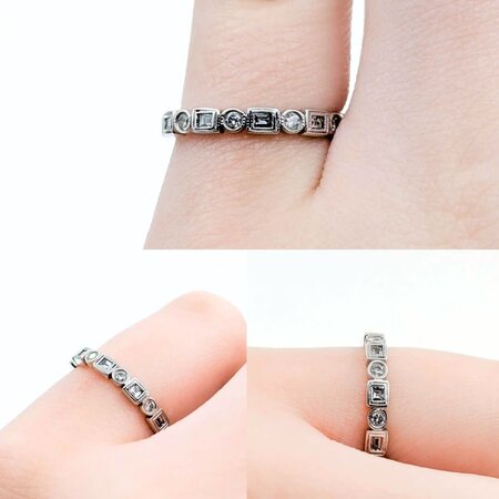 Ring Band Bezel .28ctw Round/Baguette Diamonds 14kw sz4.25 225010452