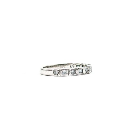 Ring Band Bezel .28ctw Round/Baguette Diamonds 14kw sz4.25 225010452