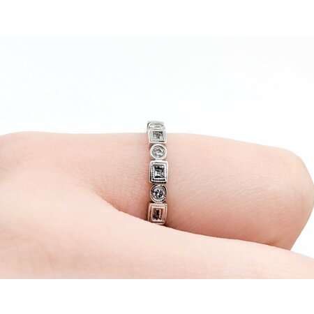 Ring Band Bezel .28ctw Round/Baguette Diamonds 14kw sz4.25 225010452