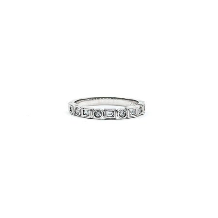 Ring Band Bezel .28ctw Round/Baguette Diamonds 14kw sz4.25 225010452