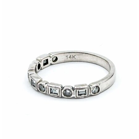 Ring Band Bezel .28ctw Round/Baguette Diamonds 14kw sz4.25 225010452